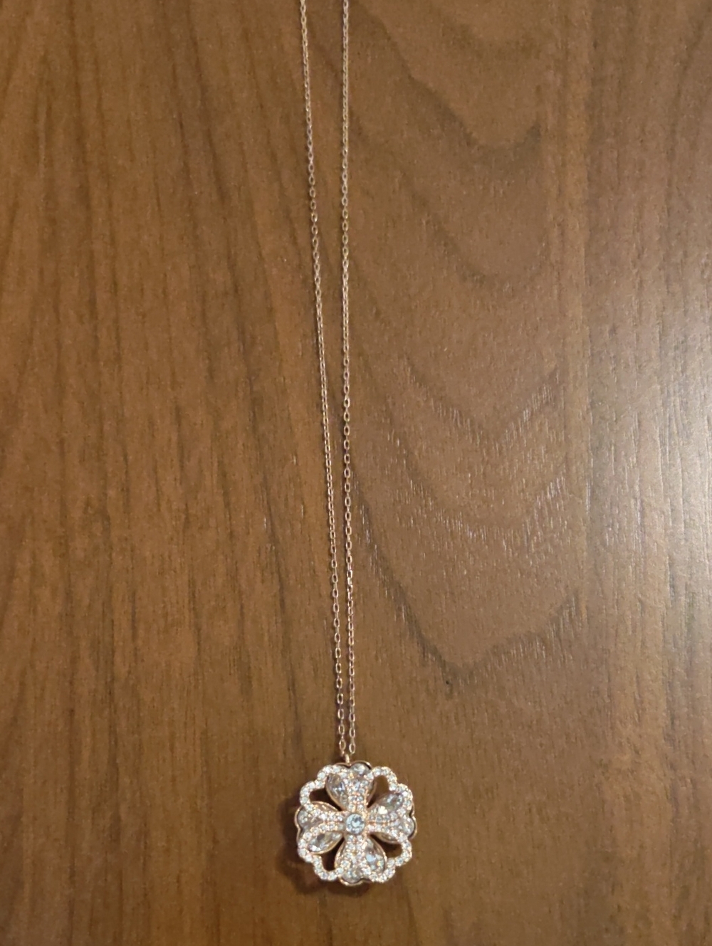 Swarovski Rose Gold Floral Crystal Pendant Necklace
